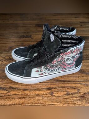 Vans Sk8 HI “Aerosmith” Black/White/Maroon Skate Shoes Size 11